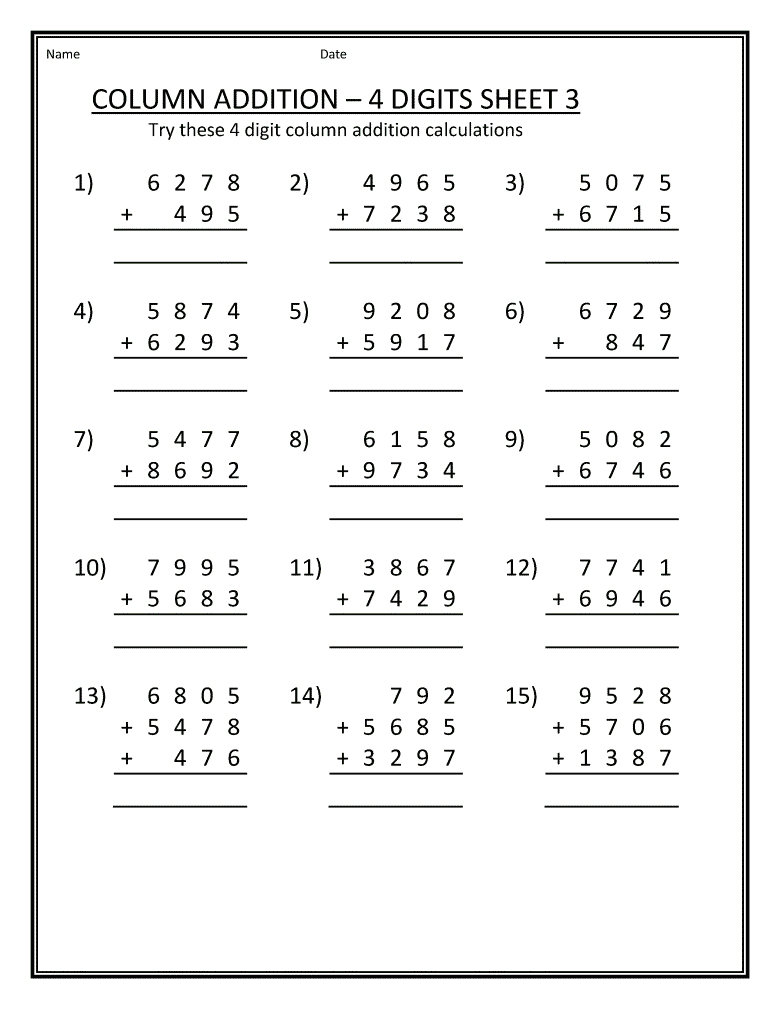 Free Printable 3rd Grade Math Worksheets