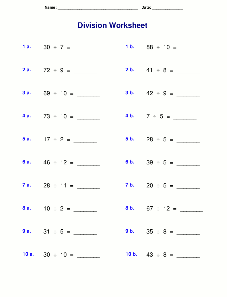 math worksheets for grade 3 division