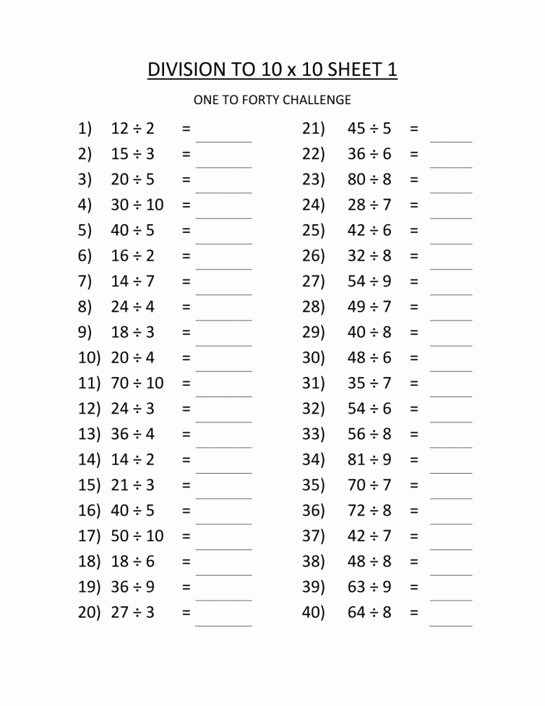 3rd Grade Division Worksheets