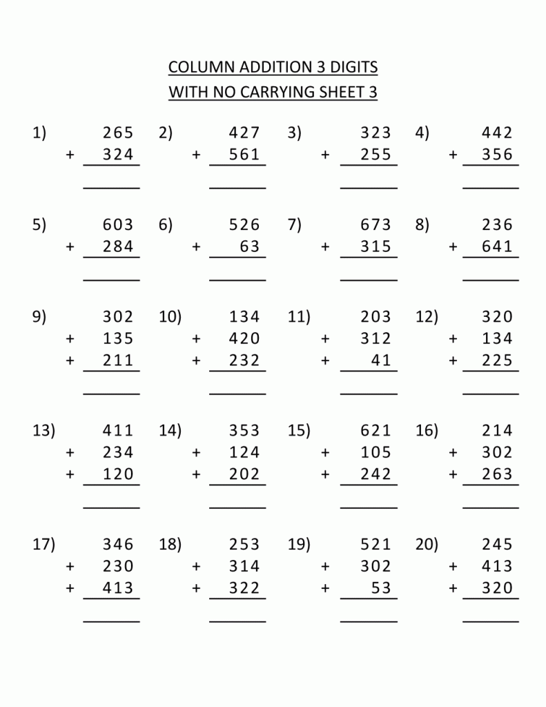 3rd Grade Math Addition Worksheet