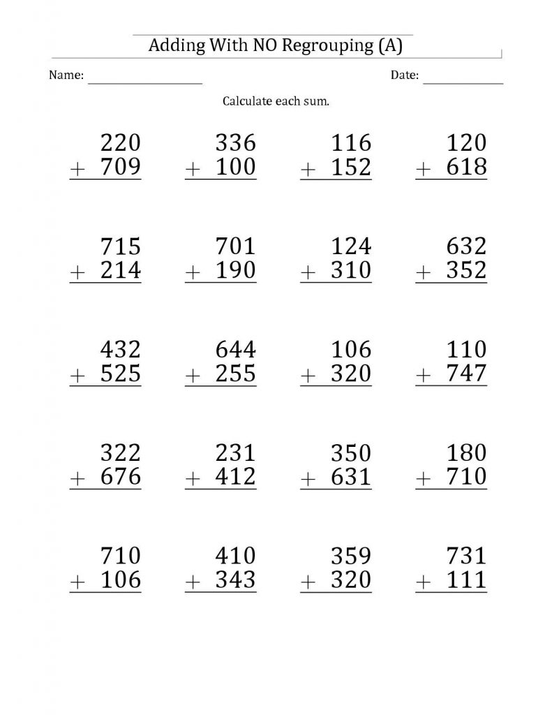 3rd Grade Math Addition Worksheet