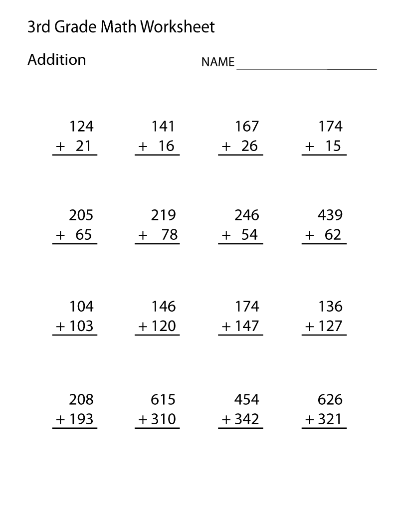 Printable Math Sheets For 3rd Grade