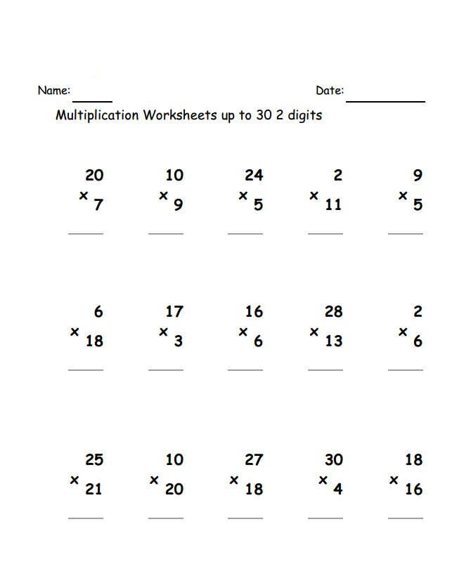 Free Printable Multiplication Worksheets Grade 3