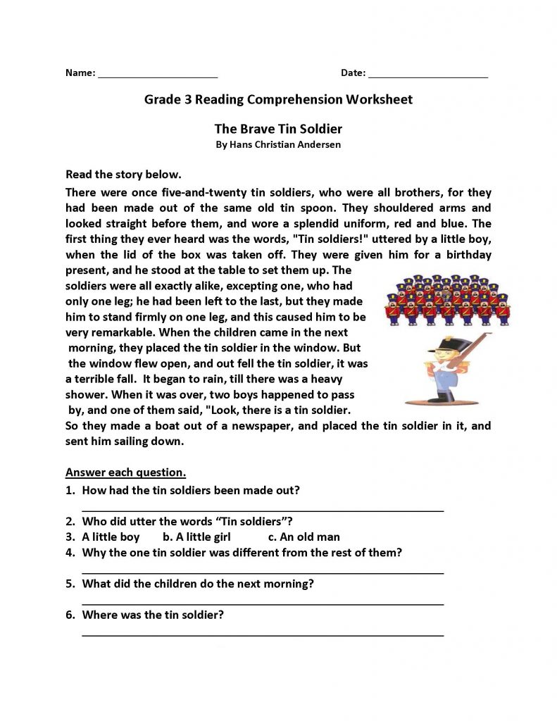 3rd Grade Reading Comprehension Worksheet