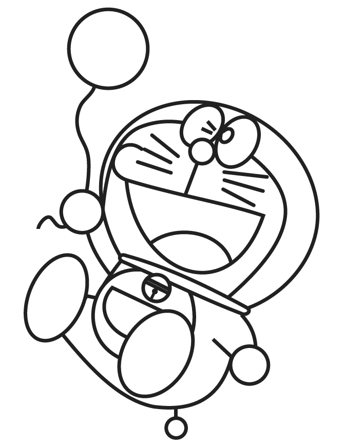Astrocat and Balloon Coloring Page