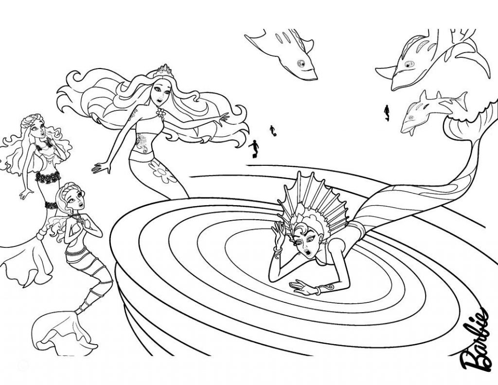 Barbie Mermaids Coloring Page