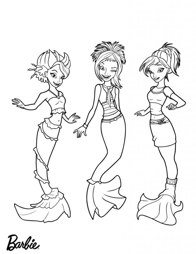 Barbie Mermaids Printable Coloring Page