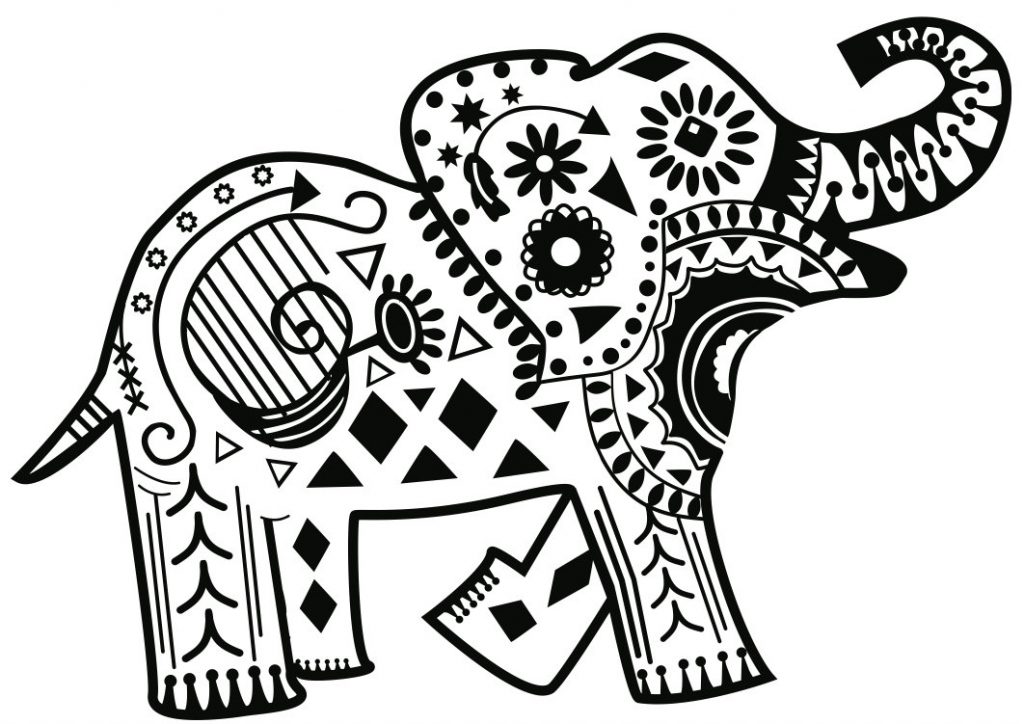 Cute Toy Elephant Coloring Pages for Adults