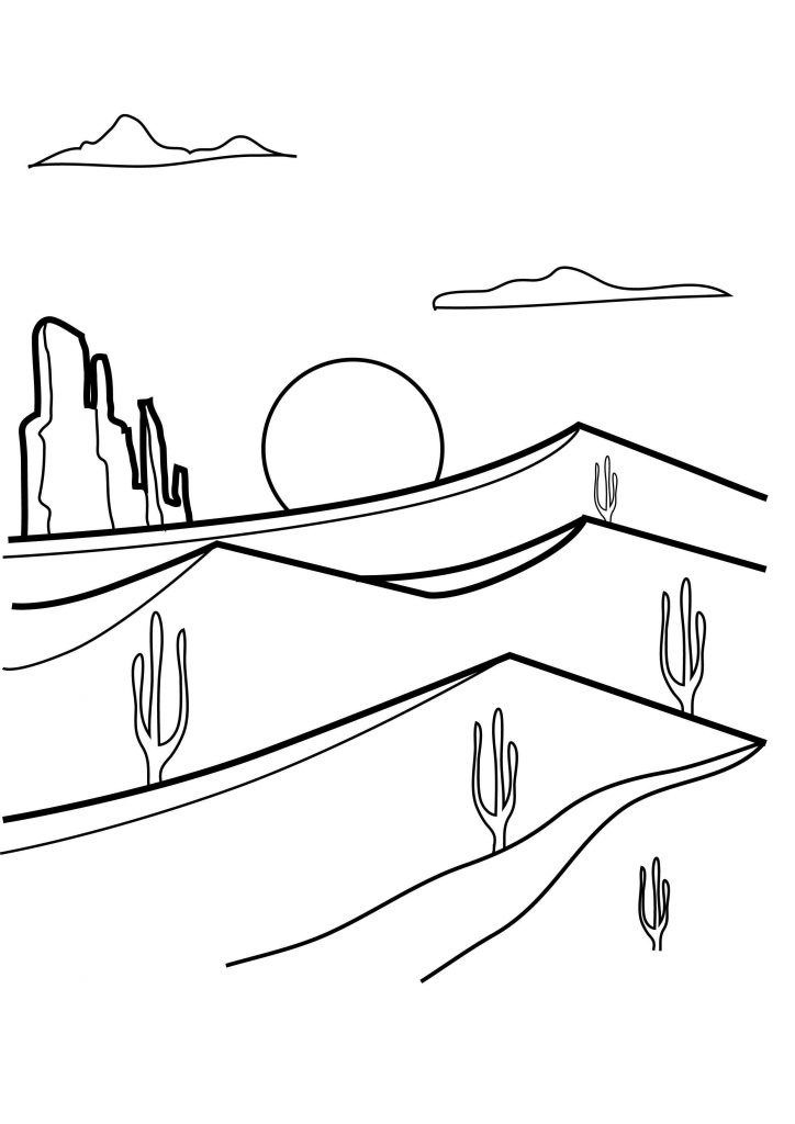 Desert Sunrise Coloring Pages