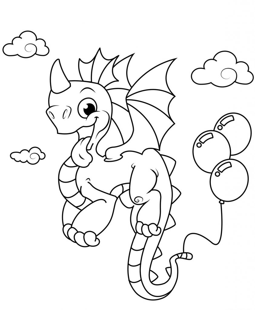 Dragon Balloon Coloring Page