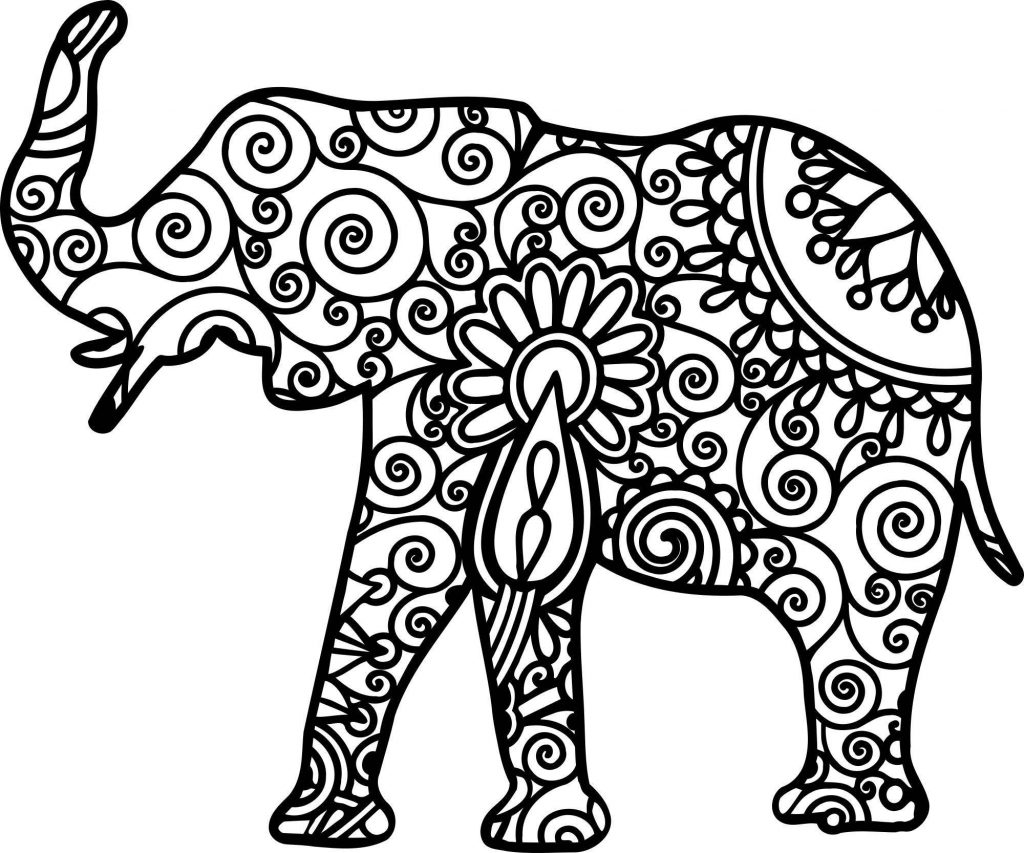 Elephant Design for Adults to Color