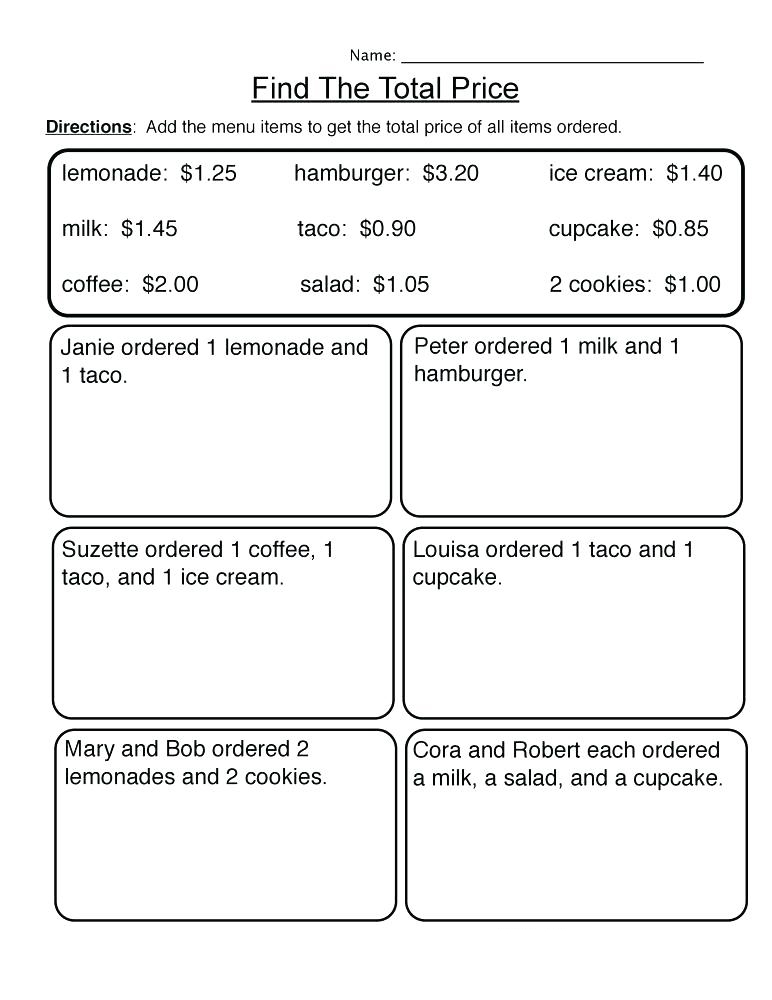 money worksheets for 2nd grade