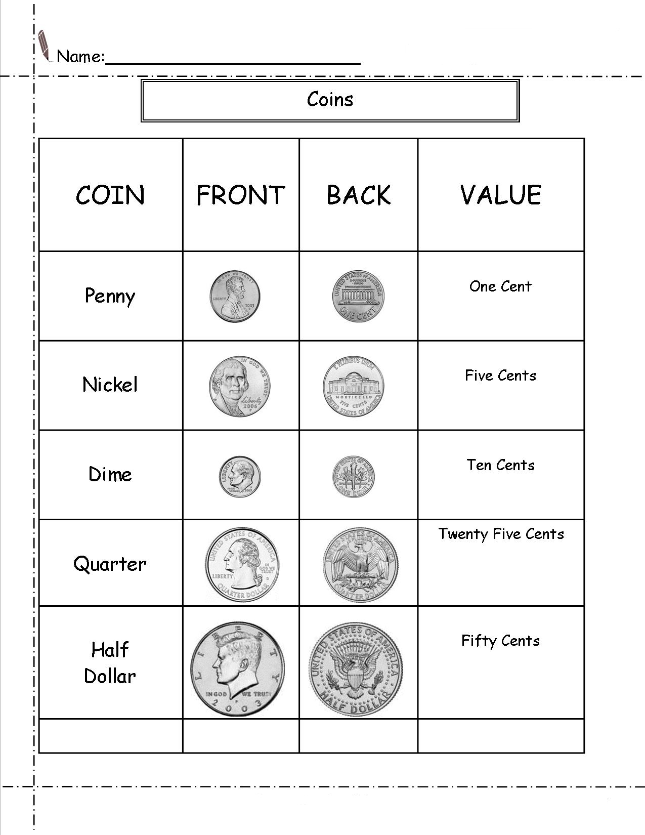 Printable Free 2nd Grade Money Worksheets