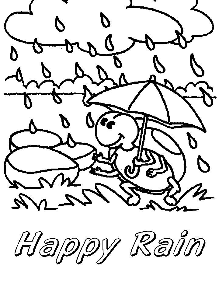 Happy Rain Coloring Pages