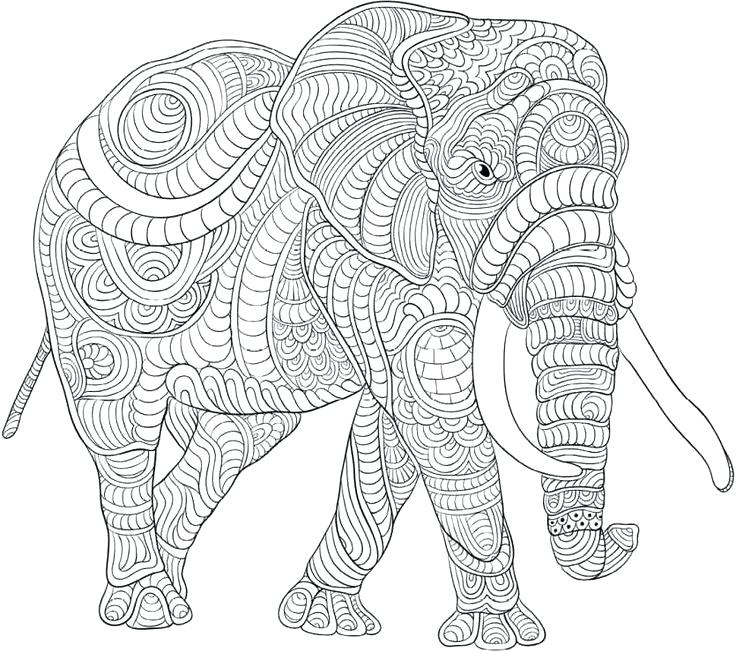 Hard Elephant Coloring Pages for Adults