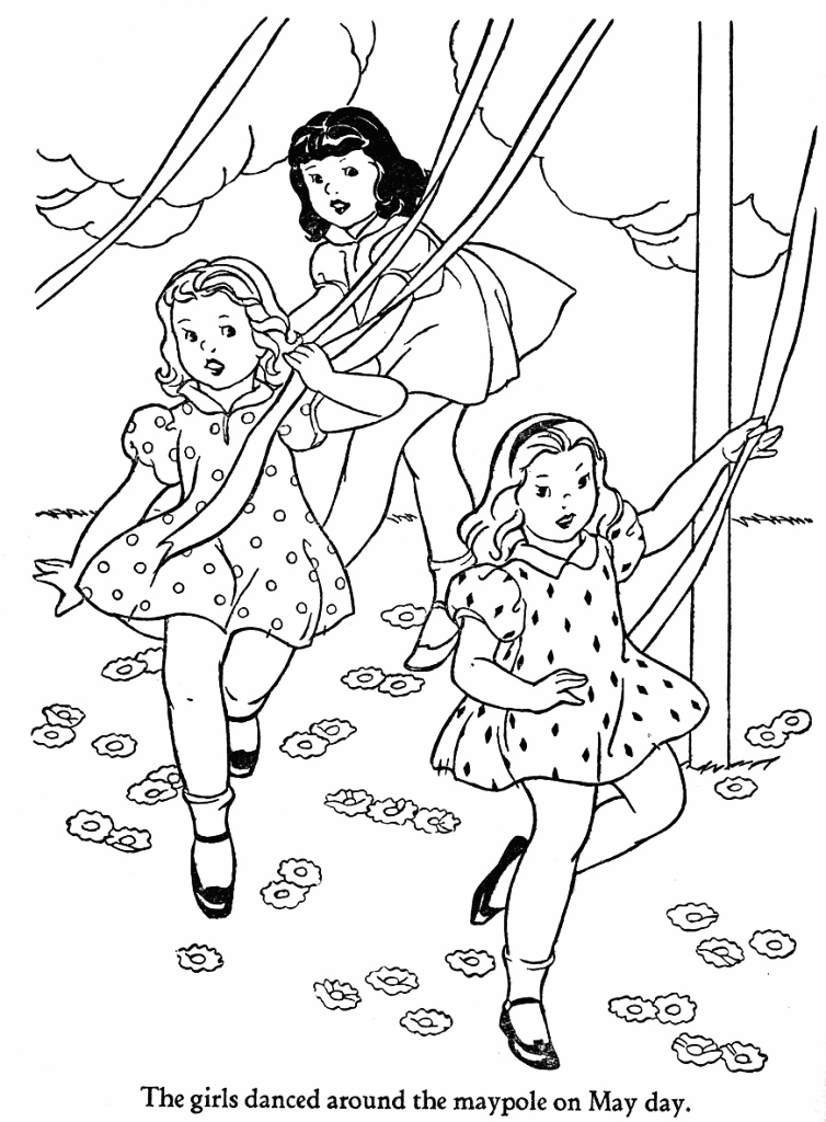 Maypole May Day Coloring Page