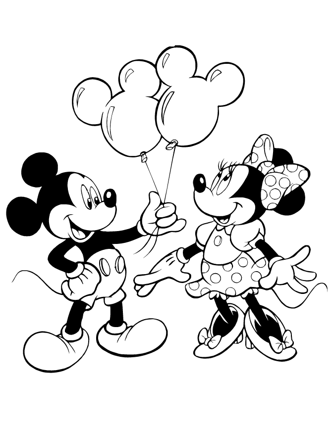 Mickey Mouse Balloon Coloring Page