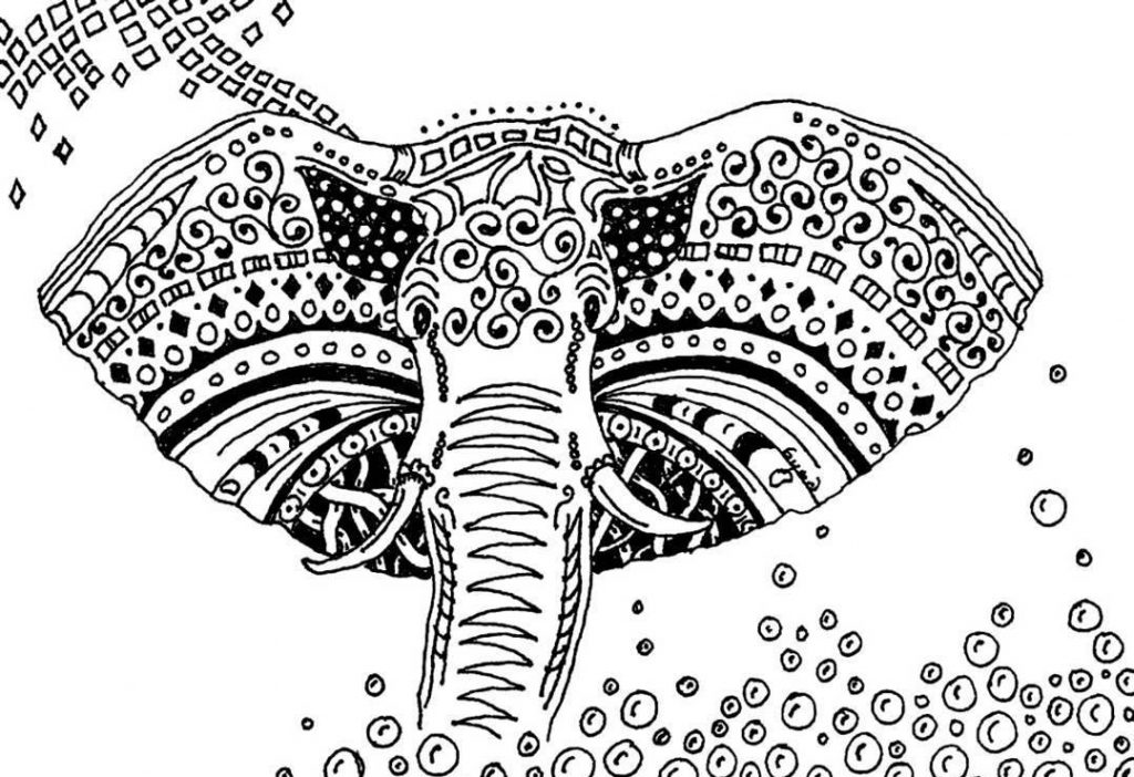 Pattern Elephant Coloring Pages for Adults