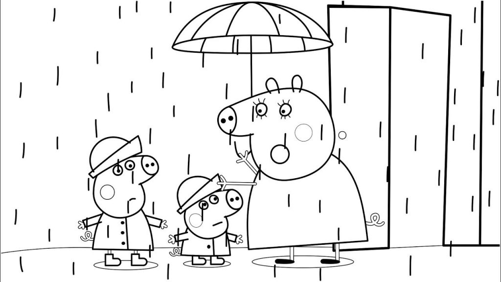 Peppa Pig in the Rain Coloring Pages