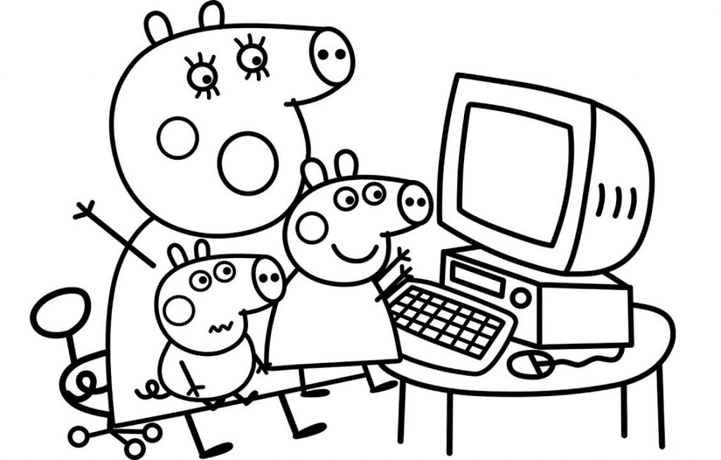 Peppa on Computer Coloring Pages