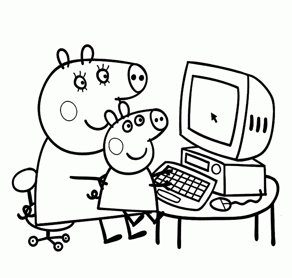 Peppas Computer Coloring Page