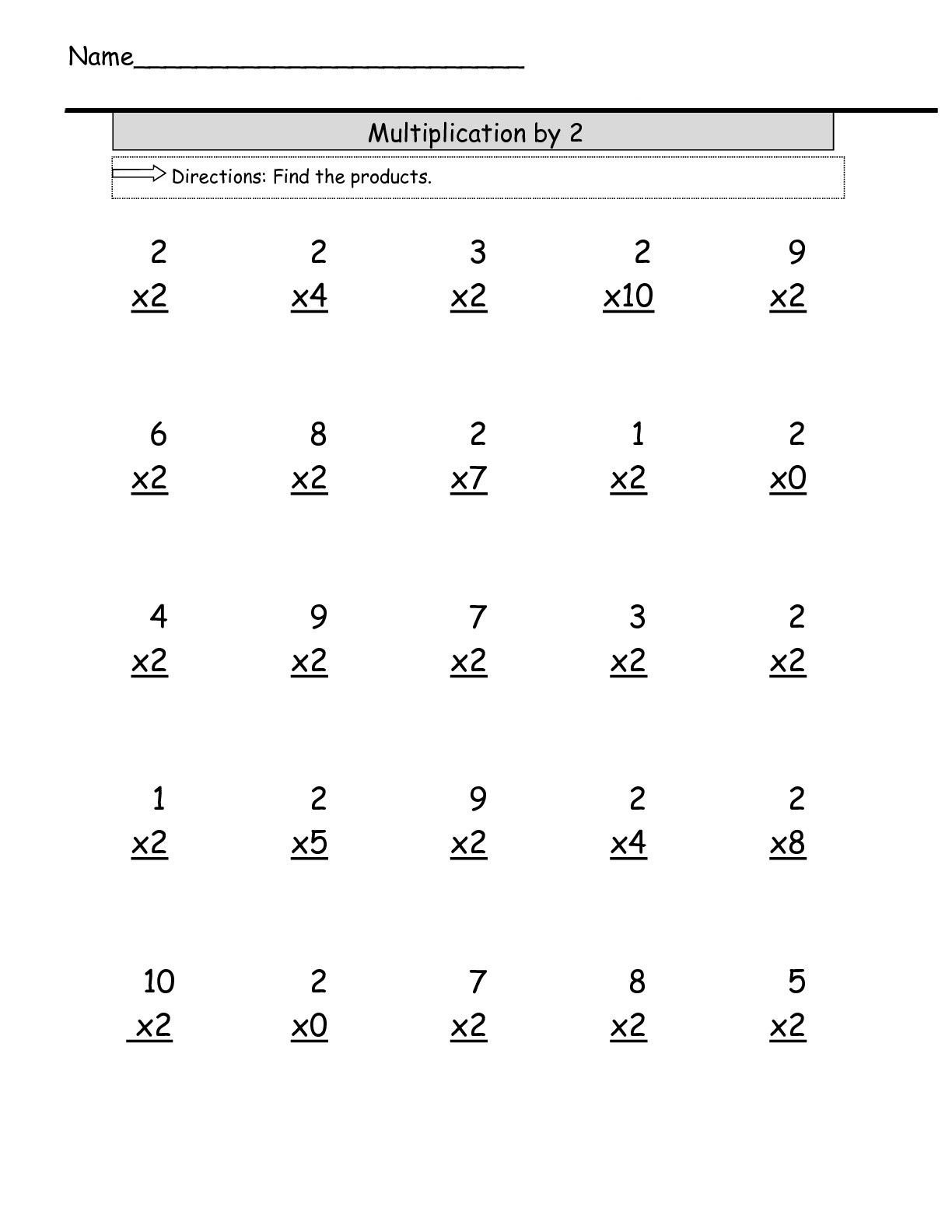 Multiplication Times Ten For 3rd Grade Worksheet