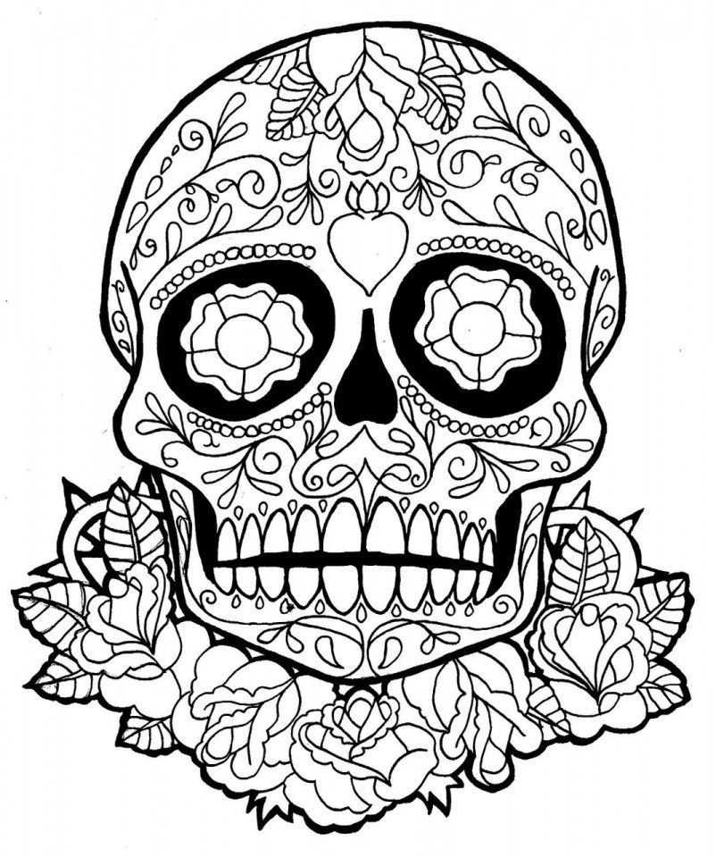 Detailed Coloring Pages For Adults Skull