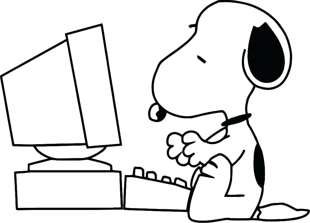 Snoopy Computer Coloring Pages