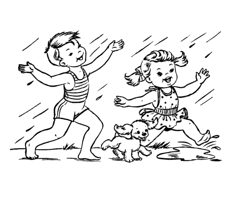 Summer Rain Coloring Pages