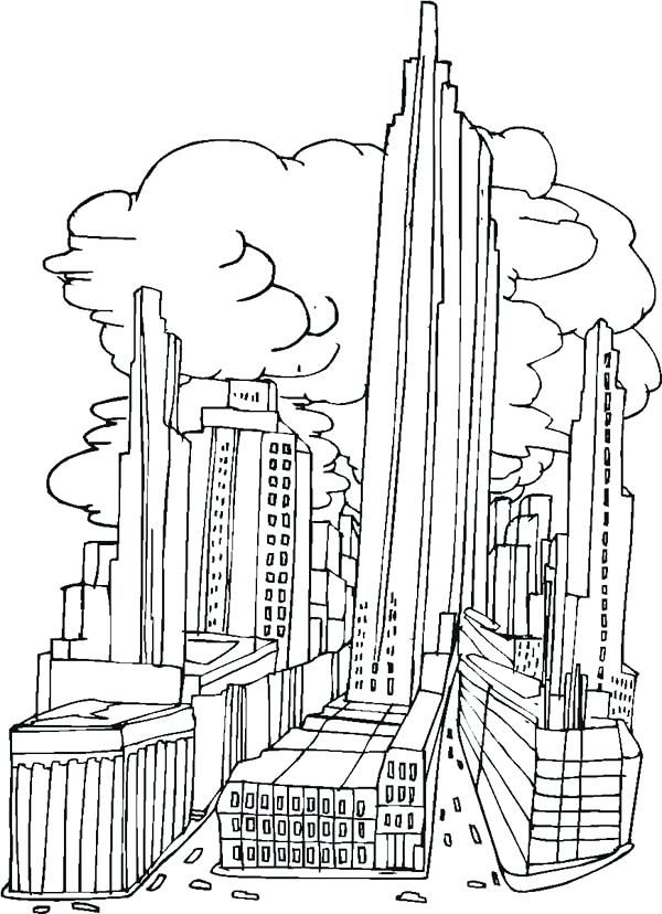 Tall City Buildings Coloring Page