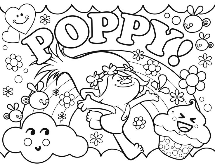 Trolls World Tour coloring pages  Poppy coloring page, Coloring pages,  Cute coloring pages