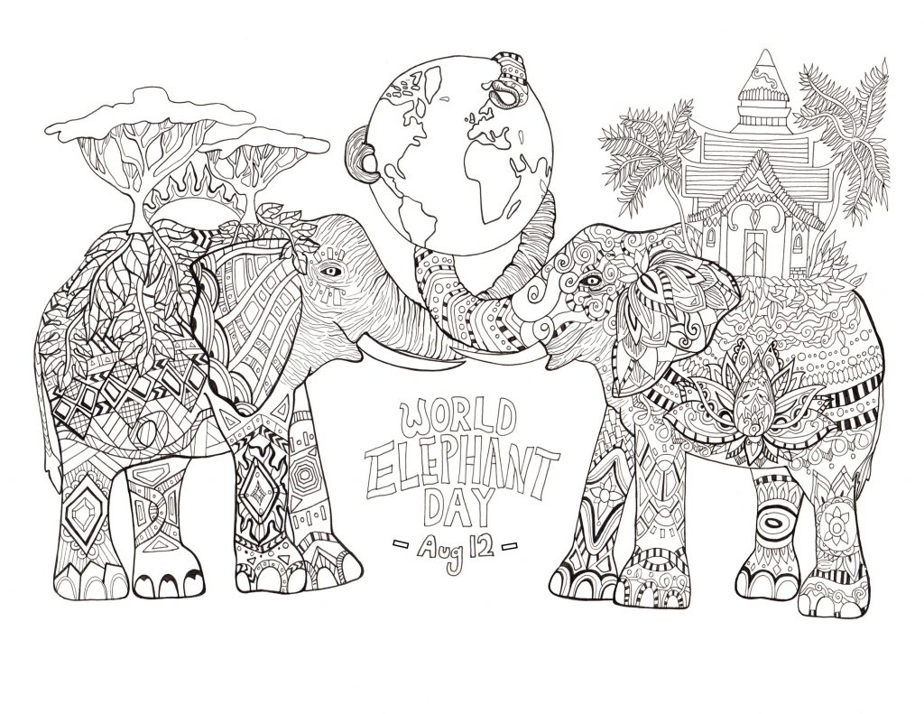 World Elephant Day Coloring Page