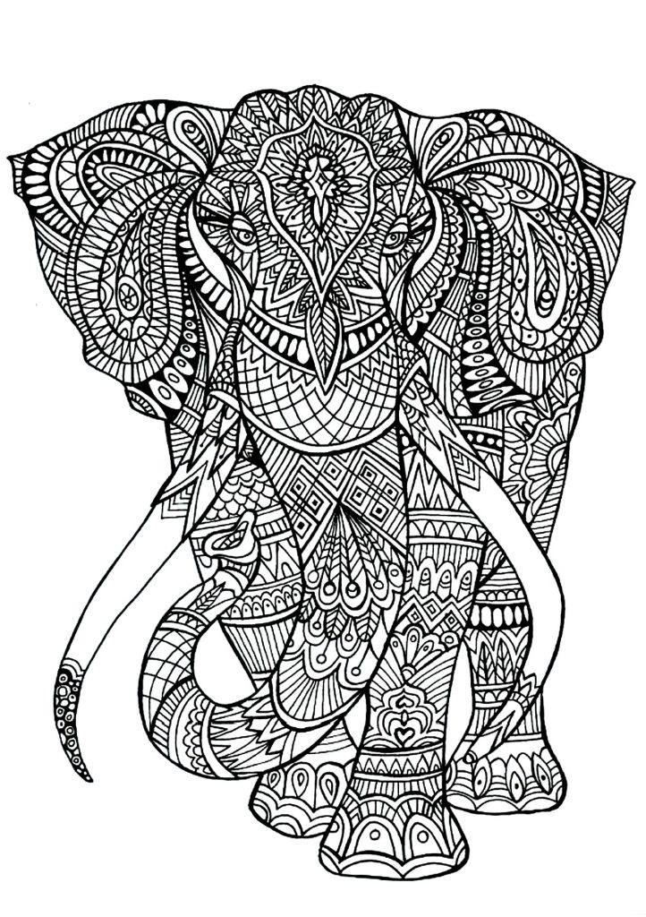 Zen Elephant Coloring Pages for Adults