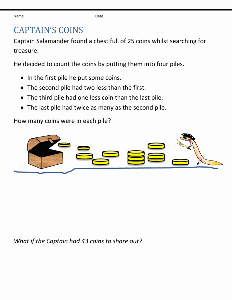 3rd Grade Math Coins Word Problems