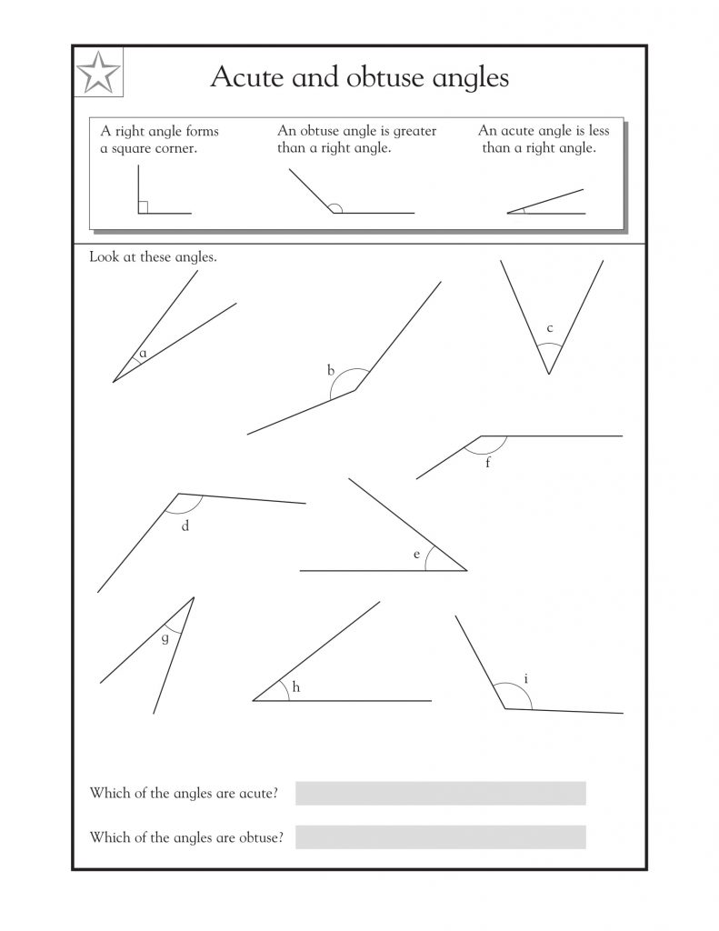 4th Grade Math Angles Worksheet