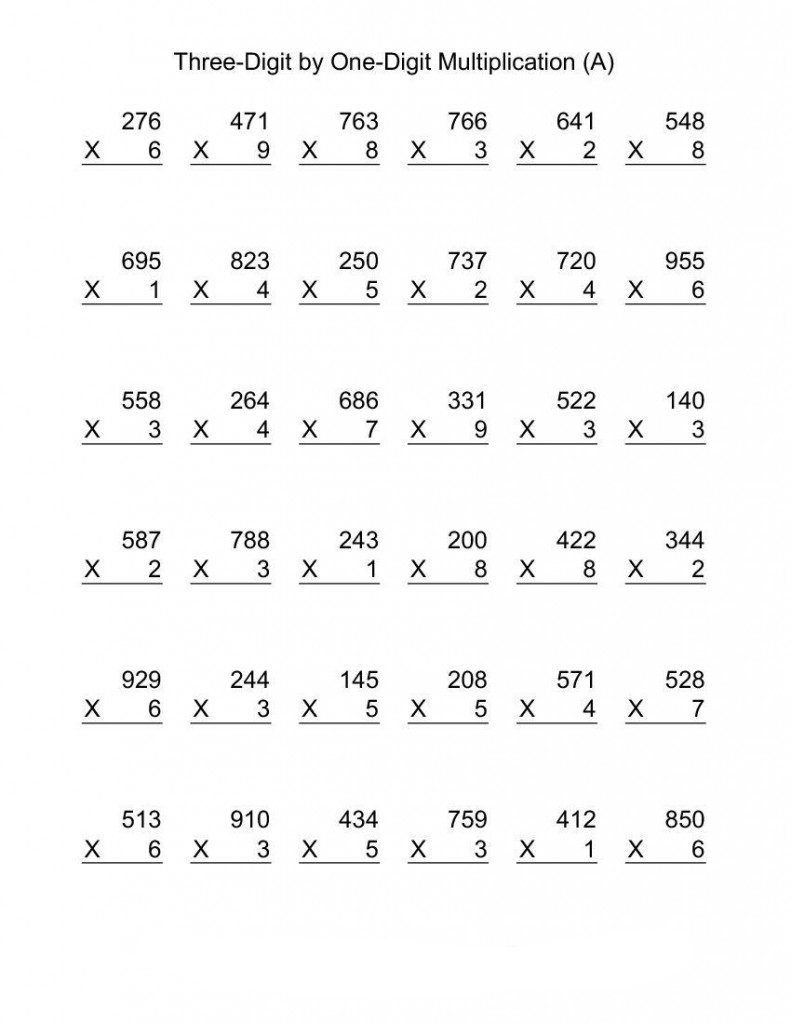 4th Grade Math Worksheet Multiplication