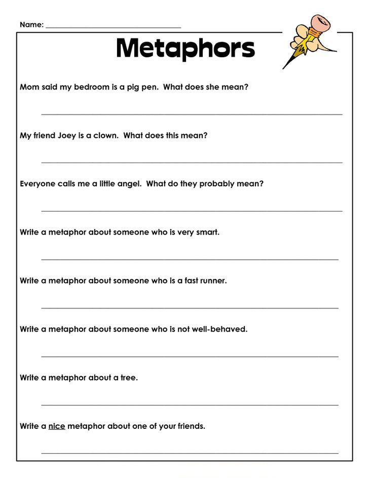 4th Grade Worksheets - Metaphors