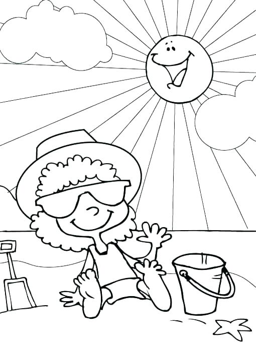 At the Beach in June Coloring Page