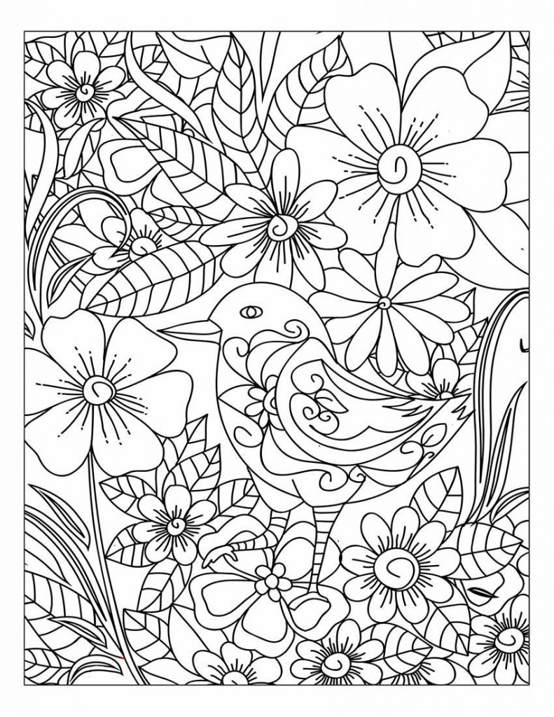 Bird Floral Coloring Pages For Adults