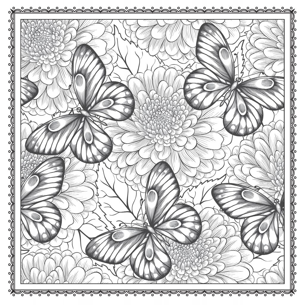 Butterfly Floral Coloring Pages For Adults