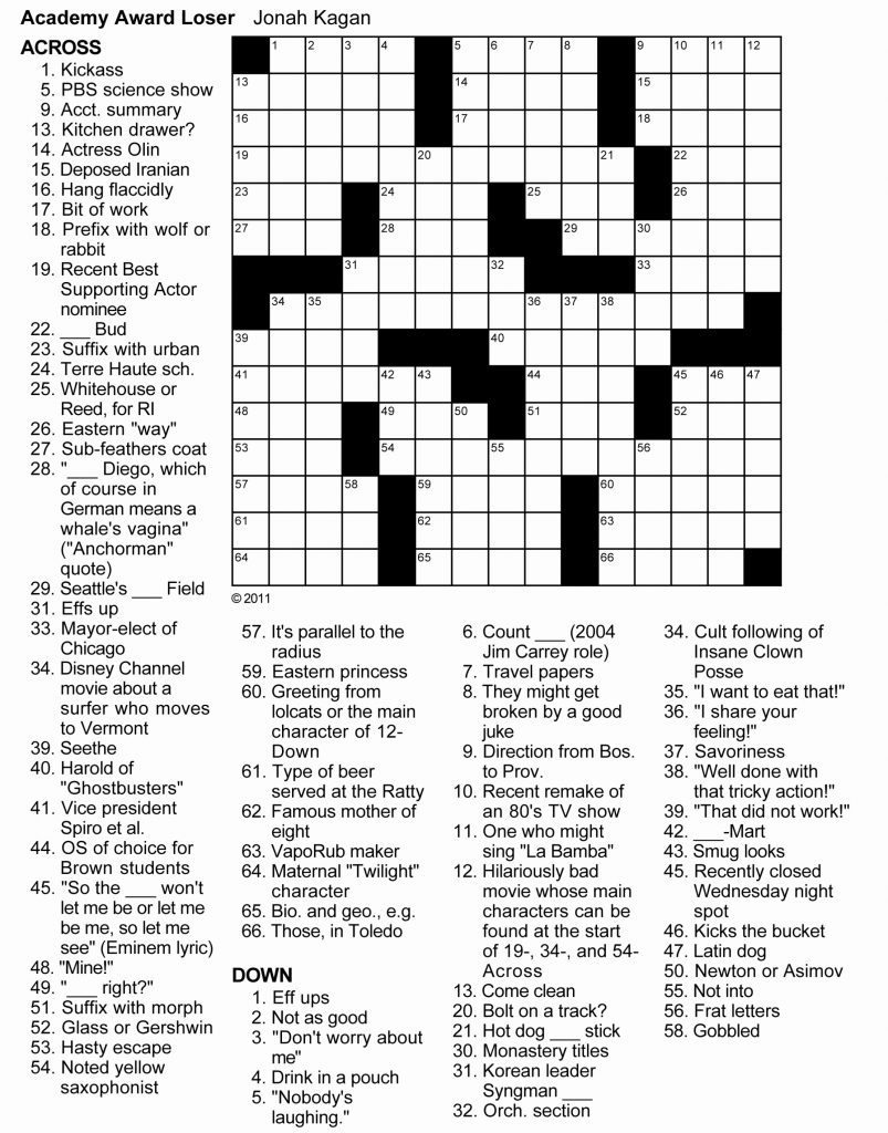 Crossword Puzzle for Adults