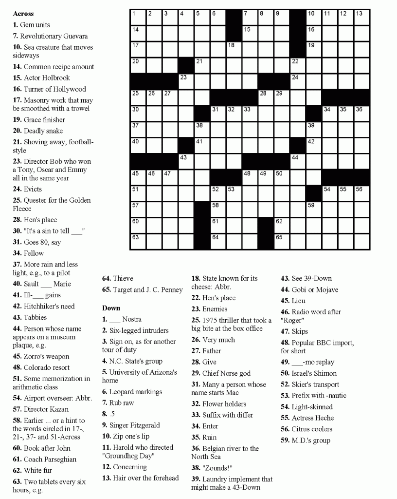 Crossword Puzzle for Adults