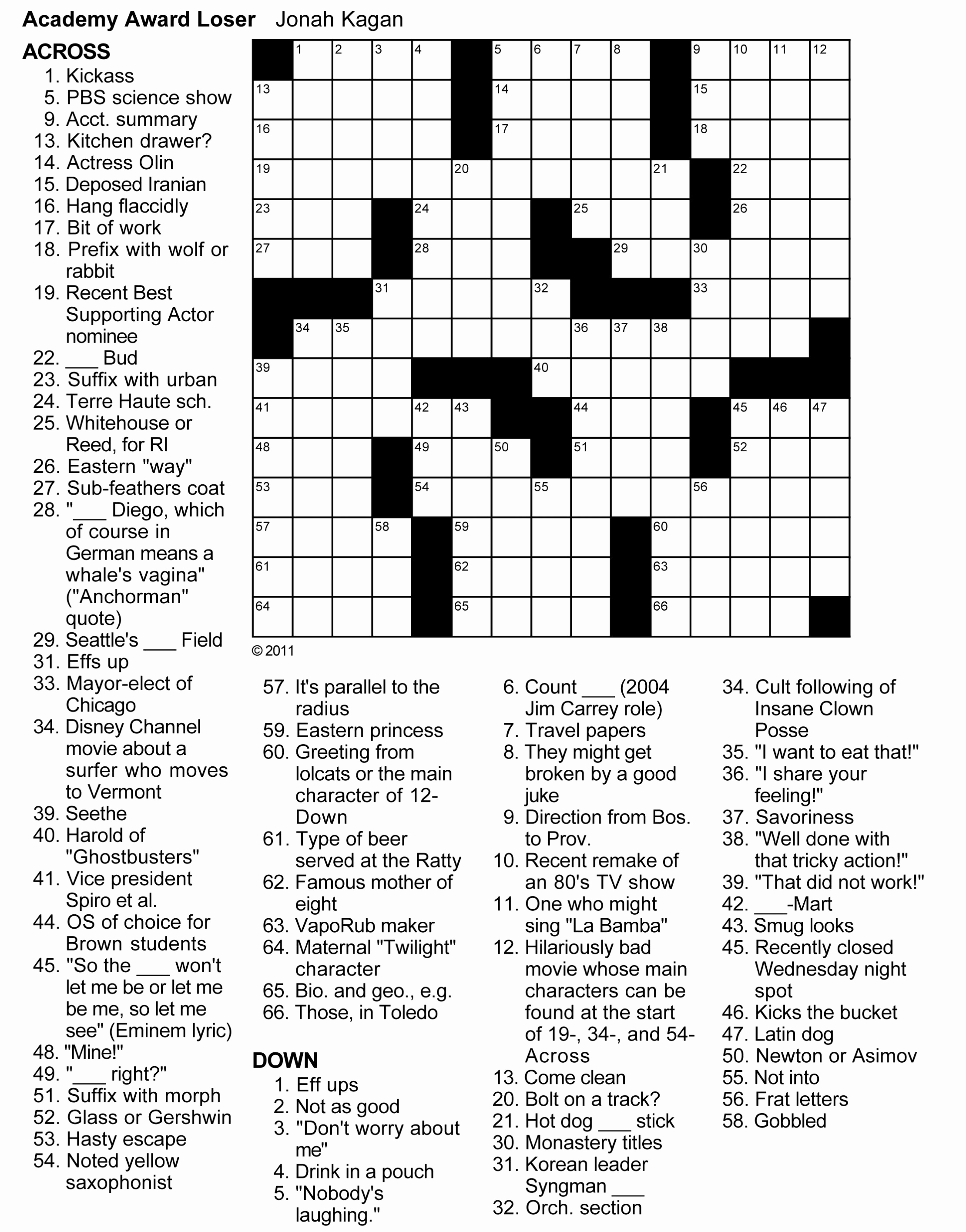 Free Printable Crossword