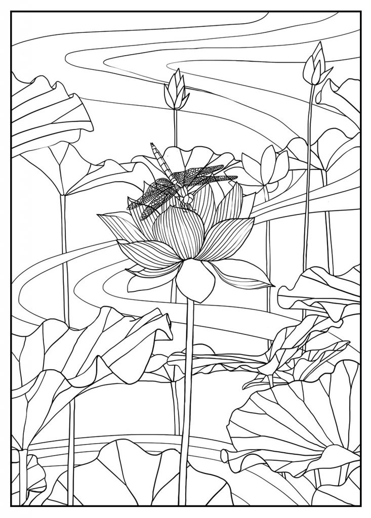 Floral Scene Coloring Pages For Adults