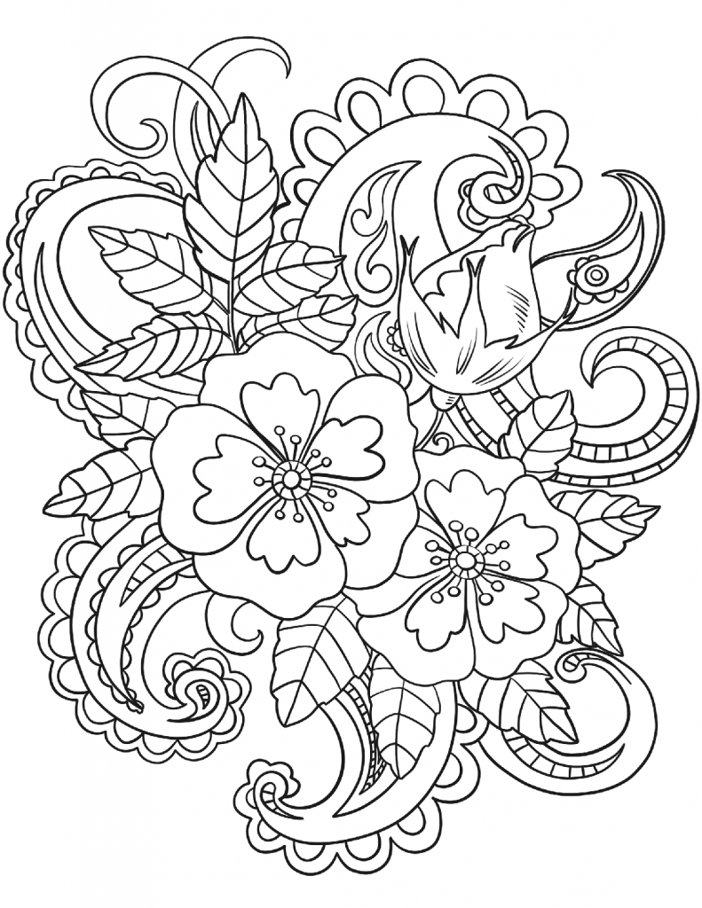 Flower Pattern Coloring Page for Adults