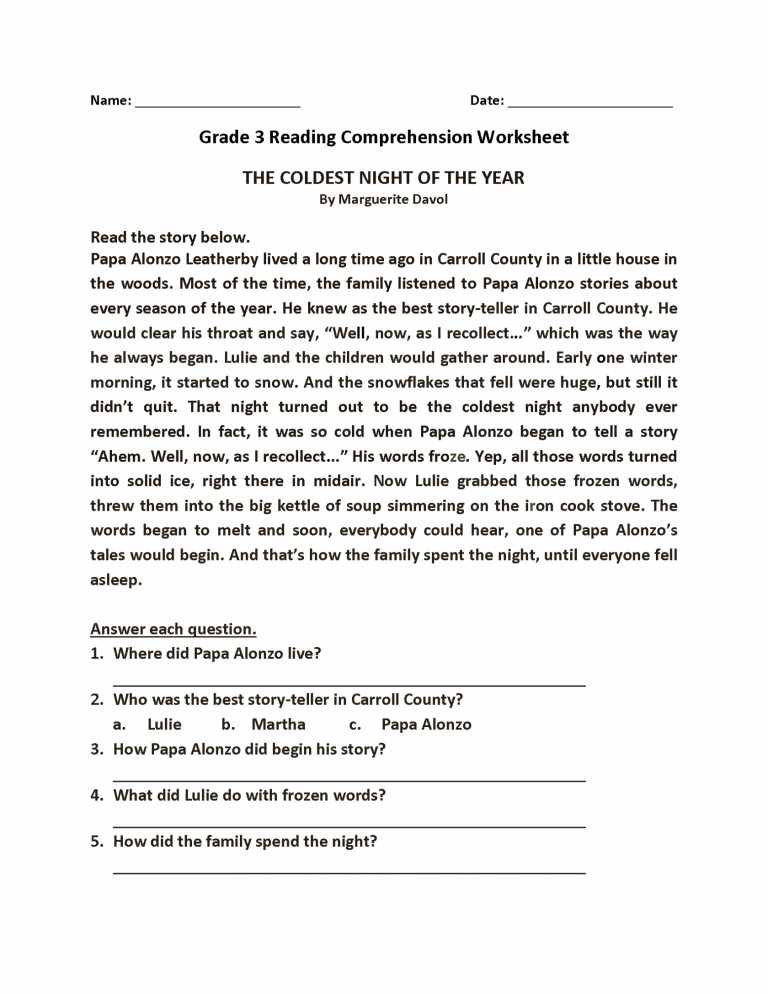 reading comprehension worksheets best coloring pages for kids