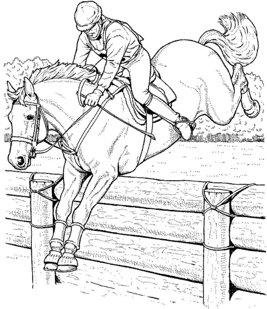 Jumping Horse Coloring Pages for Adults