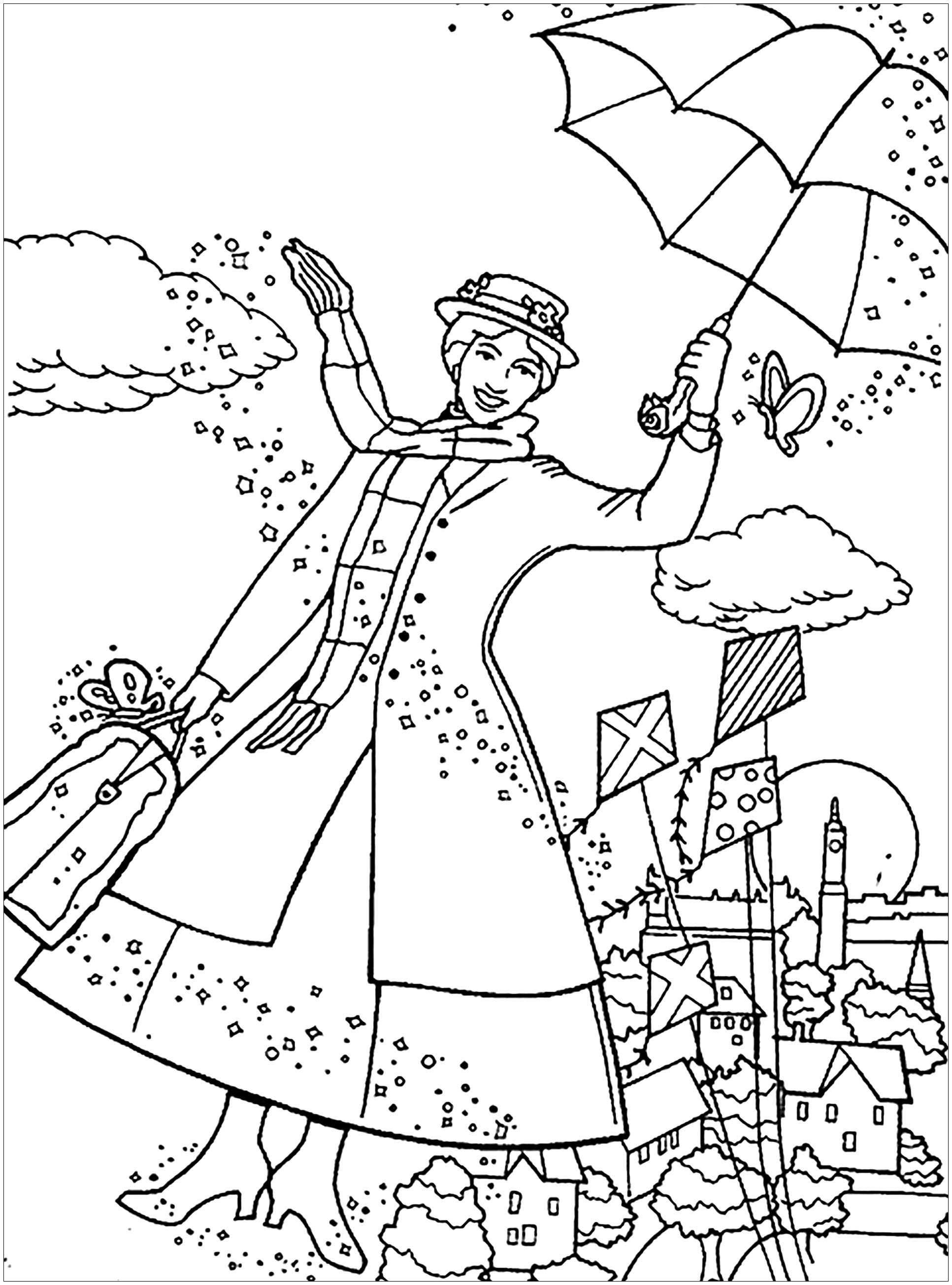 Nice Just Mary Poppins Girl Coloring Page Girl Coloring Page The Best ...