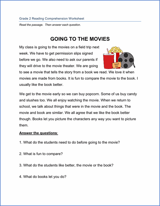 Movies - Reading Comprehension Worksheets