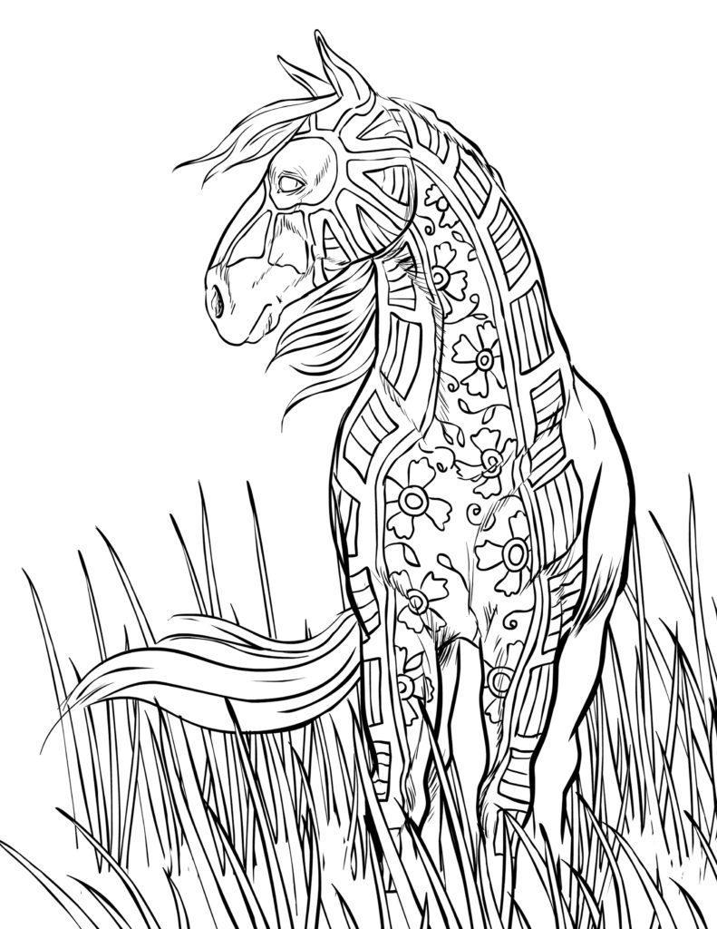 Pattern Horse Coloring Pages for Adults